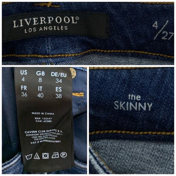Liverpool Jeans Women's Dark Wash The Skinny Ankle Jeans 8" Mid Rise 4/27 - Picture 8 of 9